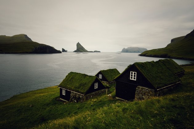 Typische huisjes van de Faeröer