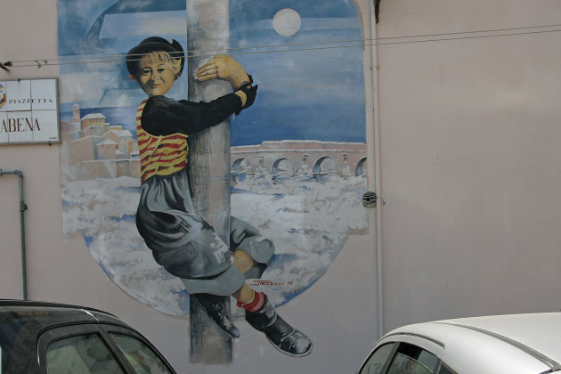 Muurschildering in de Borgo San Giuliana, Rimini