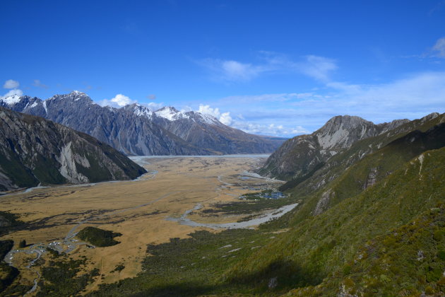 Uitzicht over de Mount Cook vallei