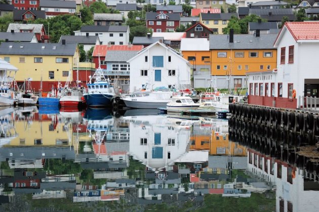 De haven van Honningsvåg noordelijkste stad van het Europese vasteland 