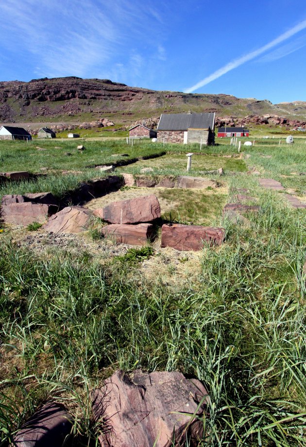 Garðar, hoofdstad van de Viking-nederzettingen op Groenland.
